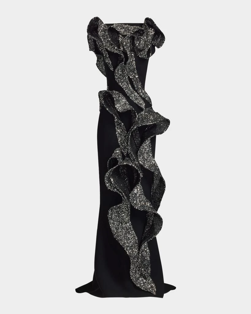 Maticevski Tantalise Wave Sequined-Ruffle Mermaid Gown 1