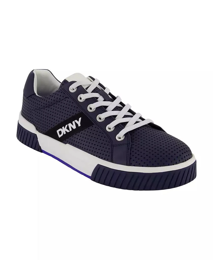 DKNY Men's Perforated Two-Tone Branded Sole Racer Toe Sneakers 10