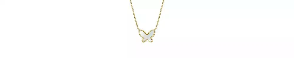 GiGiGirl 14k Gold Plated with Mother of Pearl Butterfly Pendant Layering Necklace
