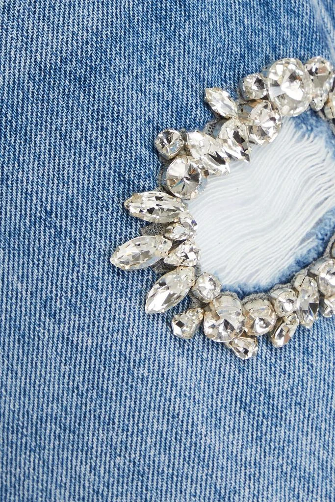 AREA Distressed crystal-embellished straight-leg jeans 4