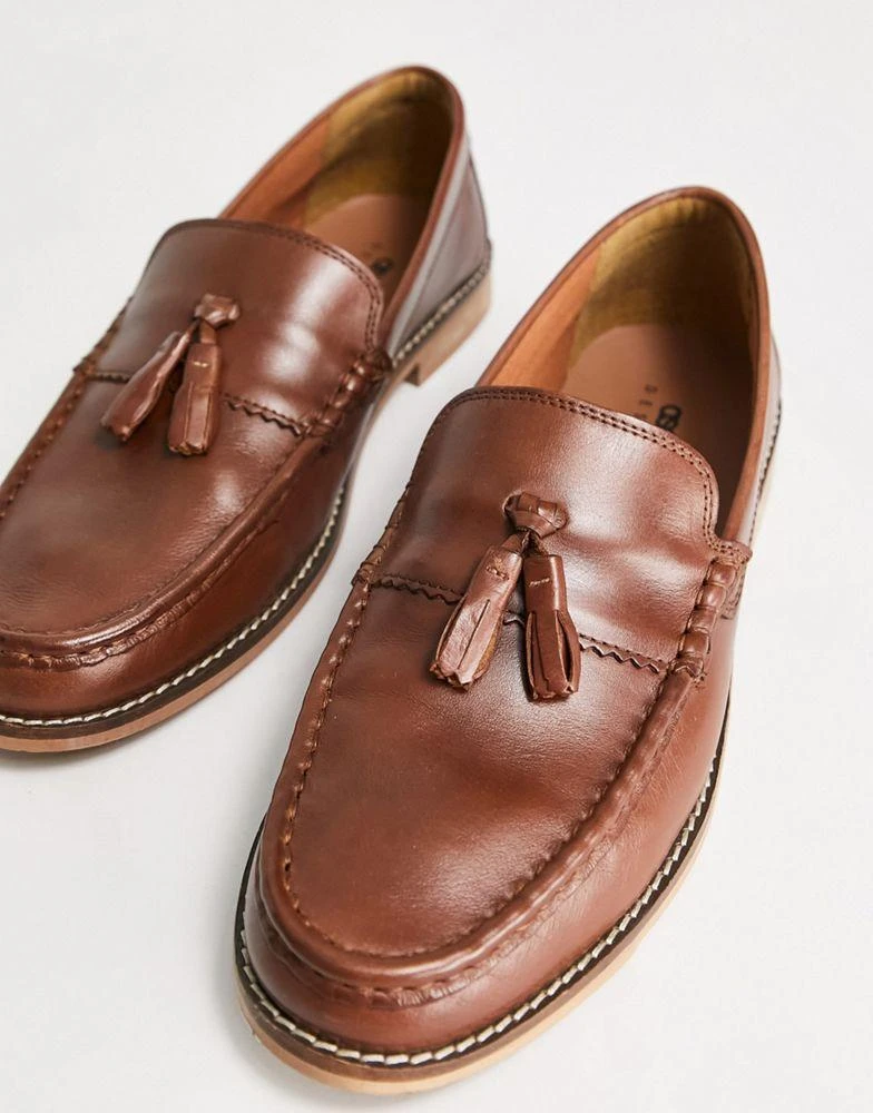 ASOS ASOS DESIGN tassel loafers in tan leather with natural sole 3