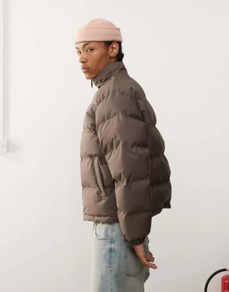 Weekday Weekday Cole puffer jacket in dark brown 1