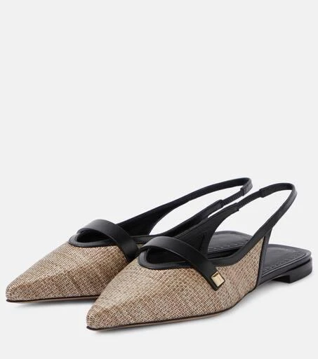 Max Mara Leather-trimmed slingback flats 5