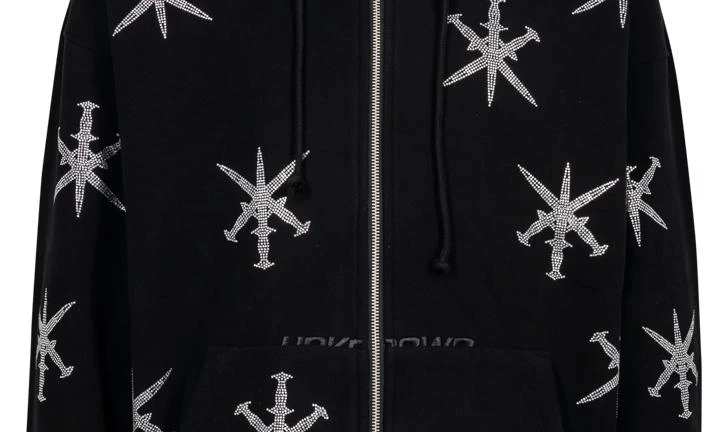 Unknown UK Unknown UK Black Dagger Rhinestone Hoodie 3
