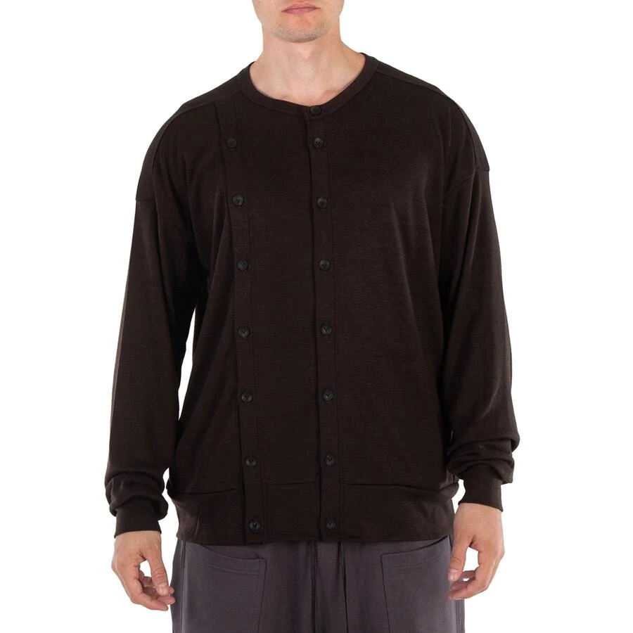 Viridi-Anne Men's Brown Wool Jersey Cardigan