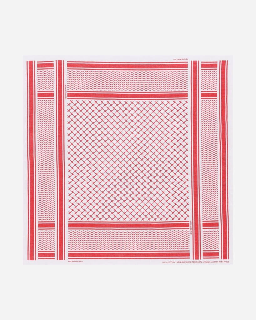 NEIGHBORHOOD Shemagh Pattern Bandana White / Red 3