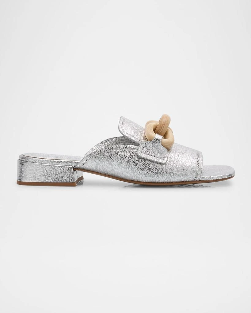 Pedro Garcia Enna Metallic Leather Chain Loafer Mules 1