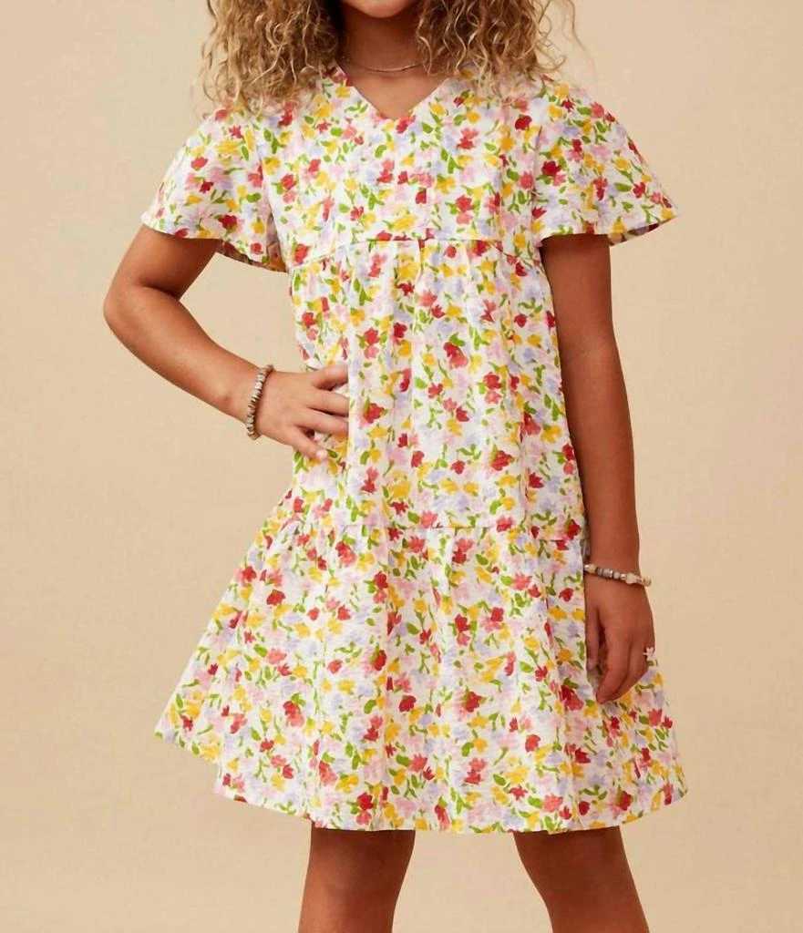 Hayden Girls Hayden Girls - Ditsy Floral V Neck Flutter Sleeve Dress 1