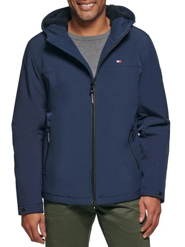 Tommy Hilfiger Softshell Faux Shearling Performance Hooded Jacket 1