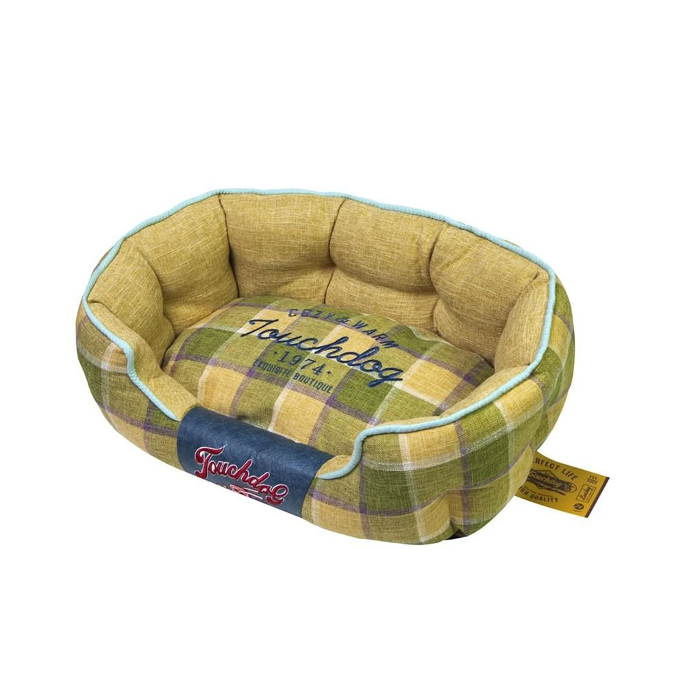 Touchdog 'Archi-Checked' Designer Plaid Oval Dog Bed Medium 4