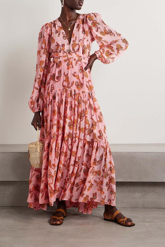 A.L.C. Annie tiered printed silk-crepon maxi dress