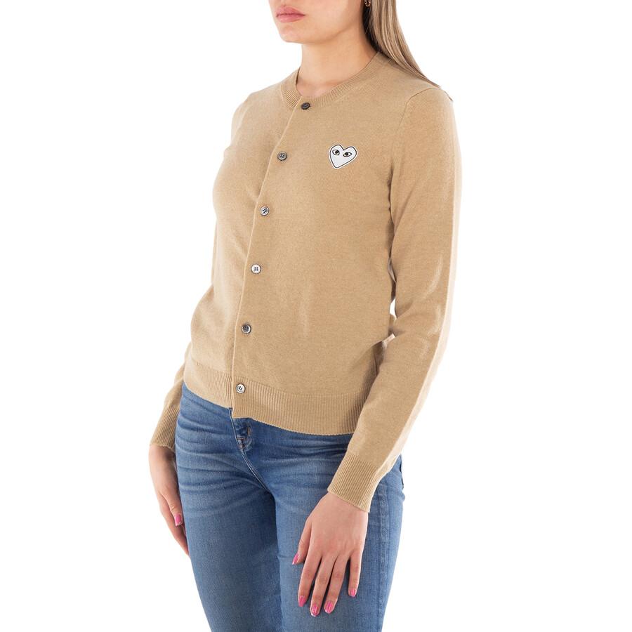 Comme des Garcons Ladies Heart Logo Crewneck Cardigan