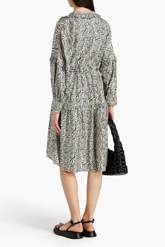 Sandro Belted zebra-print silk-twill dress 3