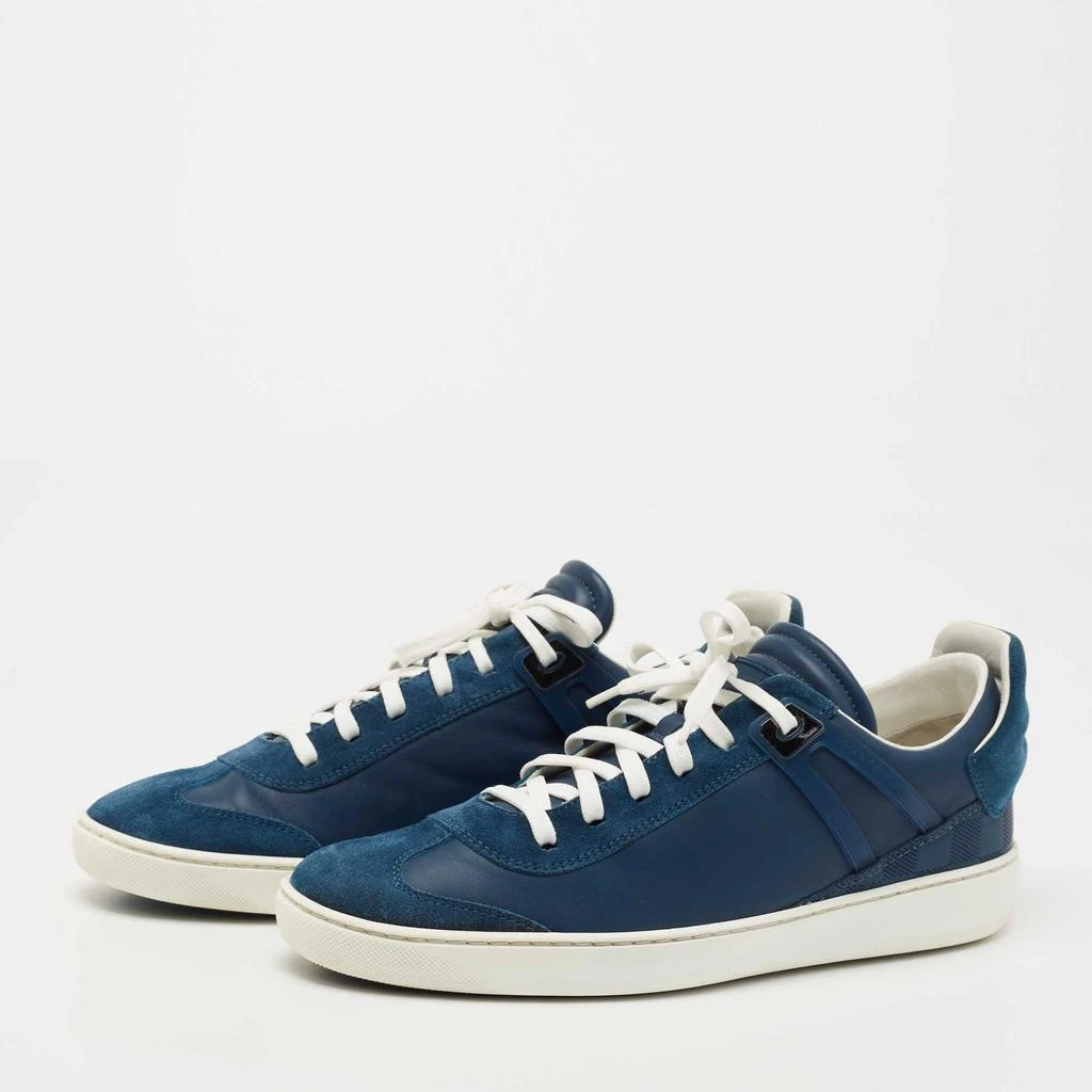 Louis Vuitton Louis Vuitton Blue Leather and Suede Low Top Sneakers Size 40.5 2