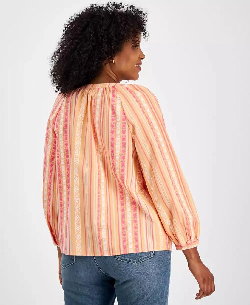 Style & Co Petite Mountain Stripe Popover Peasant Blouse, Created for Macy's 1
