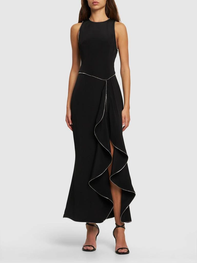 BRANDON MAXWELL Silk Crepe Long Dress W/ Zip Details 1