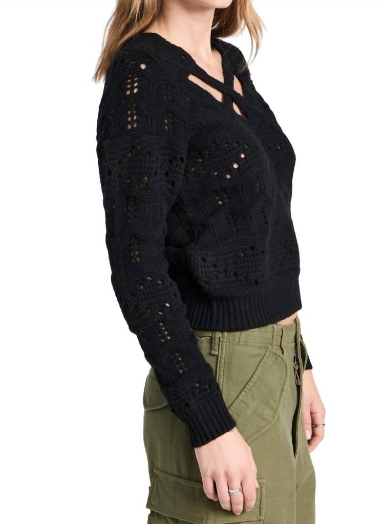 Sea Cole Cable Knit Cut Out Sweater In Black