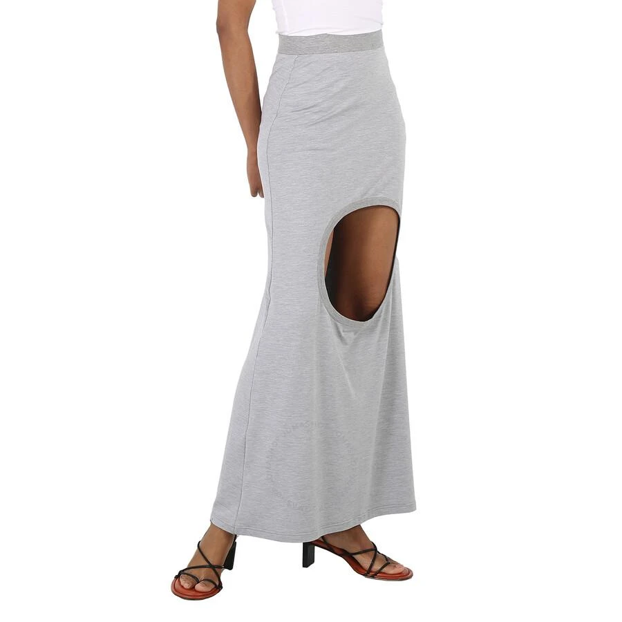 Burberry Ladies Grey Melange Stretch Silk Jersey Step-through Skirt 3