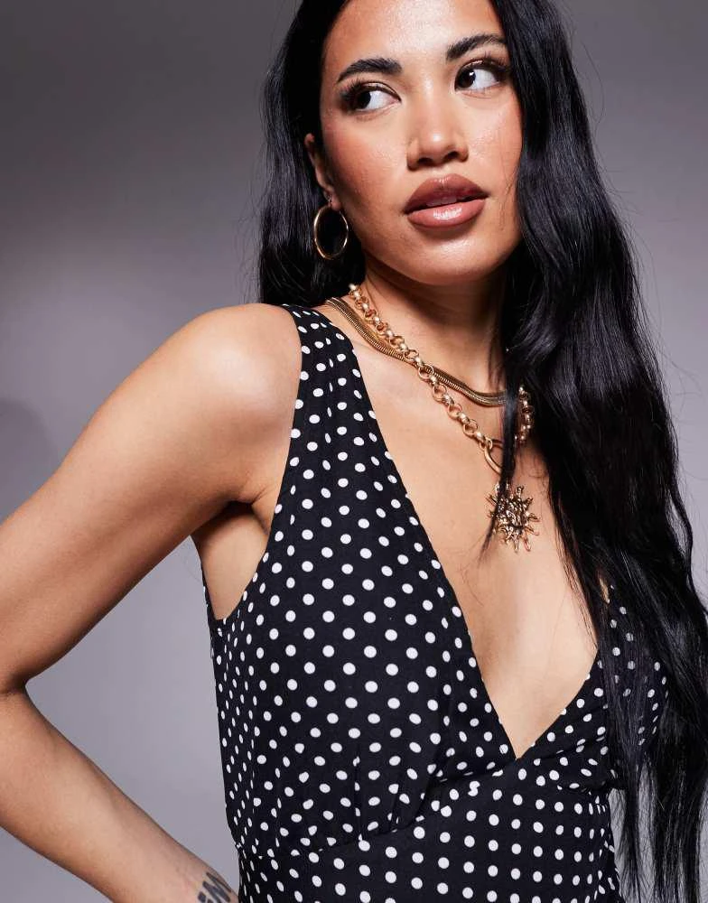 strapless open back dress Nellie Mini Dress Black Polka Dot main image 0