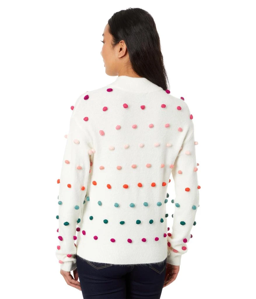 CeCe Mock Neck Rainbow Pompom Sweater 2