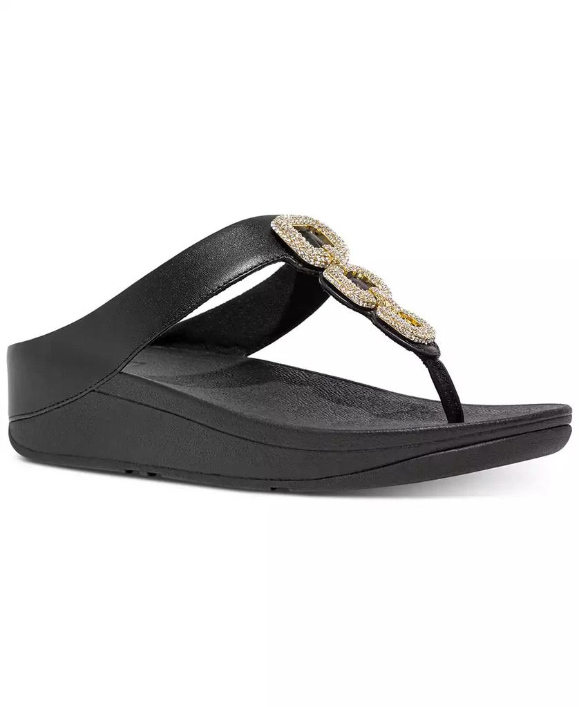 FitFlop Women's Fino Crystal Chain Leather Toe-Post Sandals 1