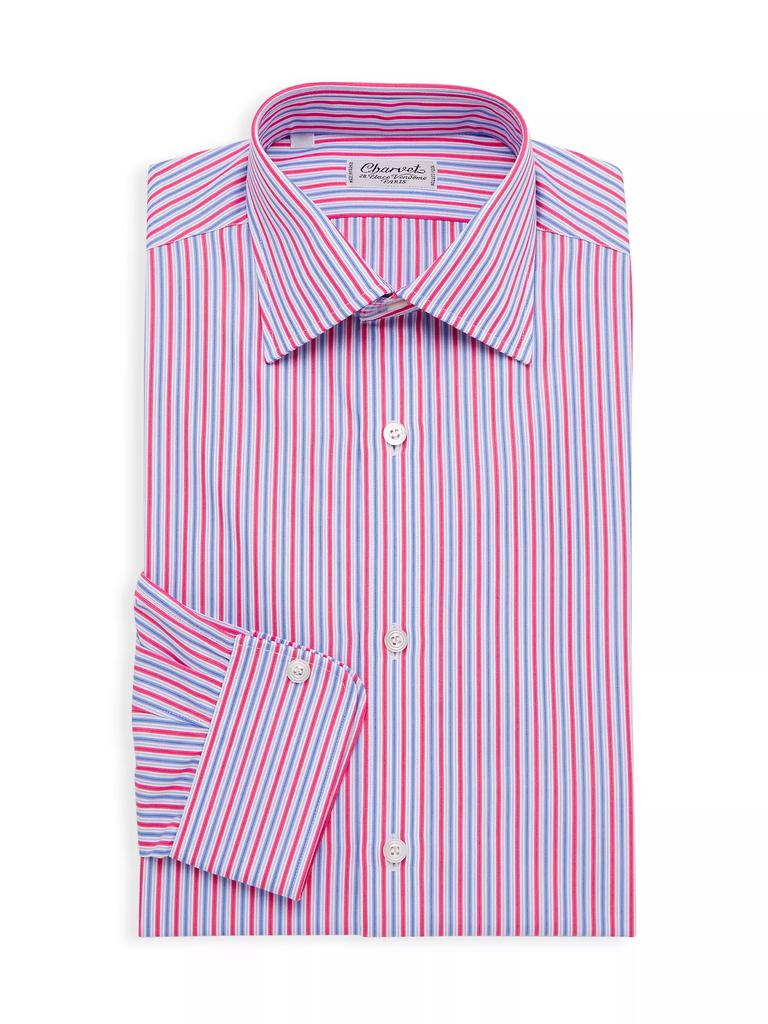 Charvet Striped Cotton Chambray Dress Shirt