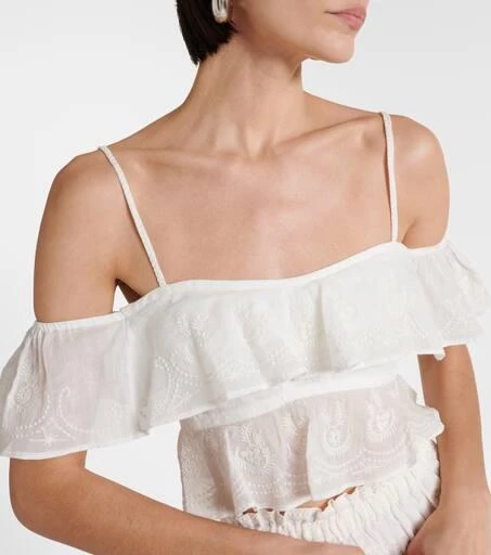 Isabel Marant Eliani embroidered ruffled ramie crop top 4