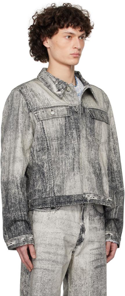 CAMPERLAB Gray Paint Print Denim Jacket