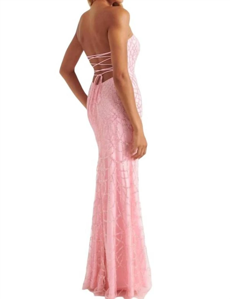 Faviana Lace Up Back Strapless Dress In Light Pink 2