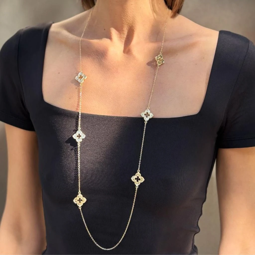 ADORNIA Gold Plated 36" Clover Station Necklace 2