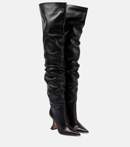 Amina Muaddi Olivia 95 leather over-the-knee boots 1