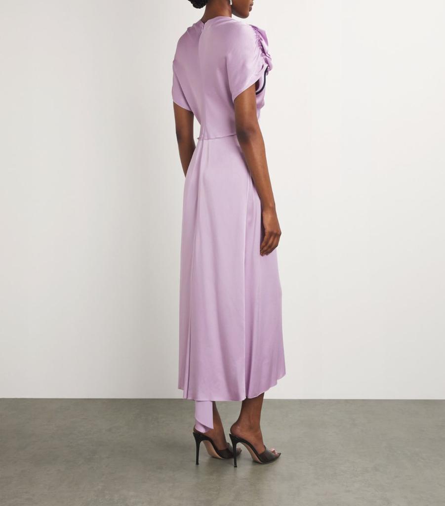 Victoria Beckham Ruffled V-Neck Midi Dress - Dresses