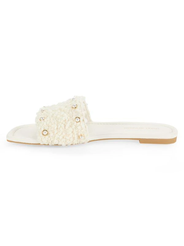 Stuart Weitzman Simulated Pearl Embellished Flat Slides 4