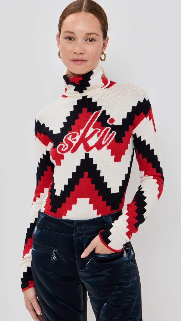 PERFECT MOMENT Chevron Roll Neck Sweater