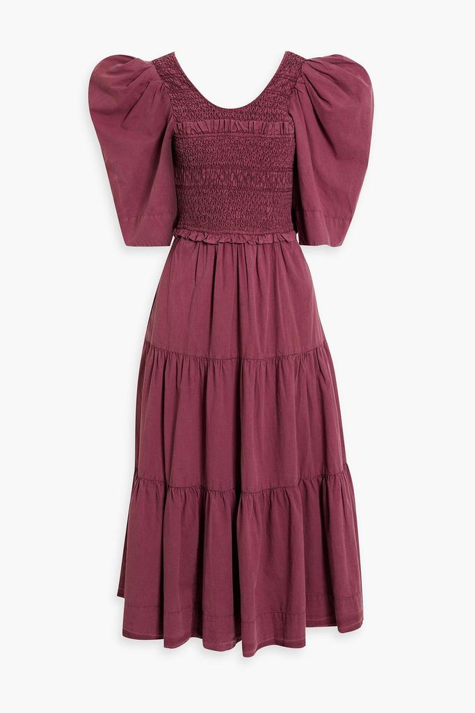 Sea Simona bow-detailed smocked cotton midi dress