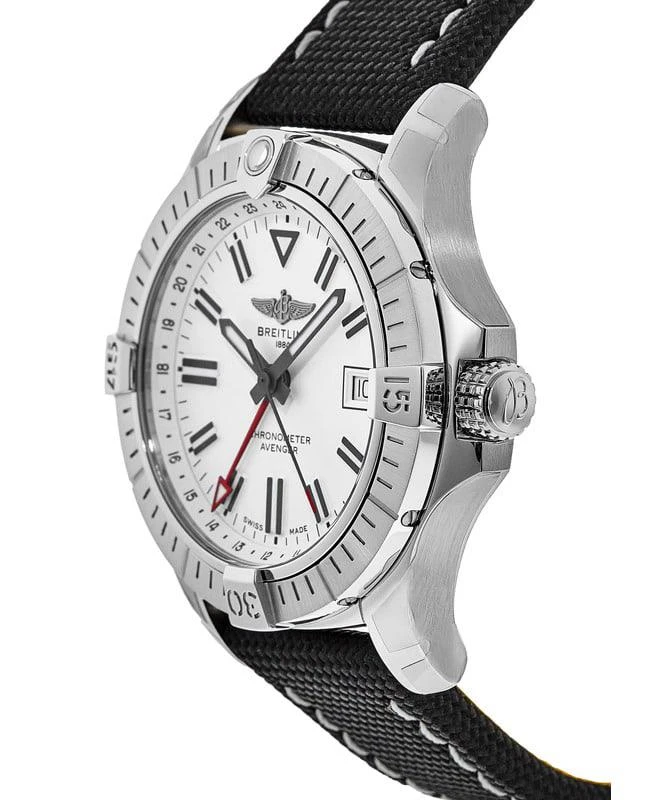 BREITLING Breitling Avenger Automatic GMT 43 White Dial Leather Strap Men's Watch A32397101A1X1 3