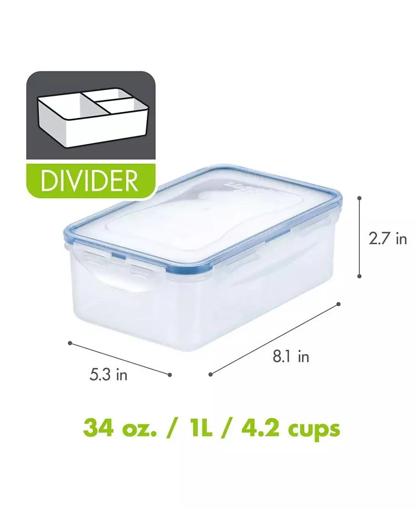 Lock & Lock Easy Essentials On the Go Meals Divided Rectangular Food Storage Containers, 34-Ounce, Set of 3 3