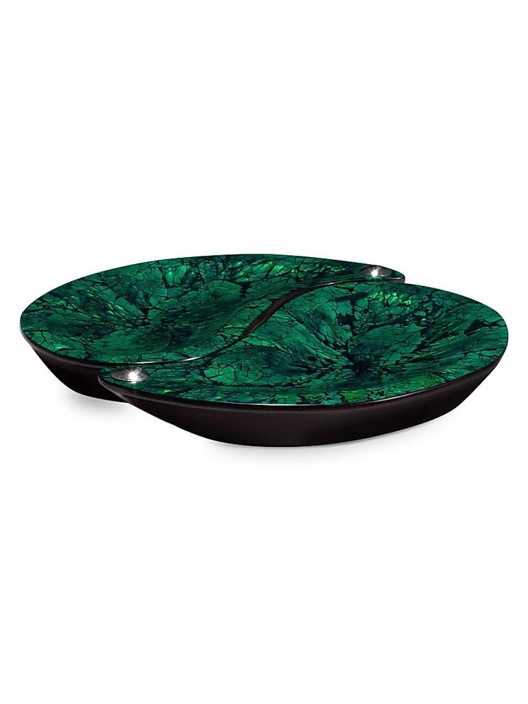 LADORADA Two-Piece Wood, Mother Of Pearl & German Silver Yin Yang Tray Set 2