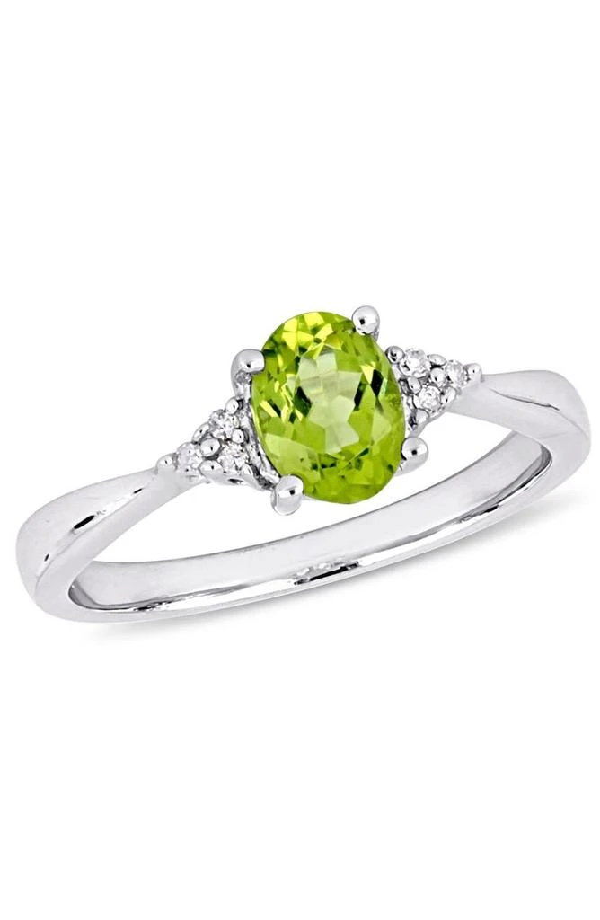 DELMAR Oval Peridot 
Diamond Cluster Ring