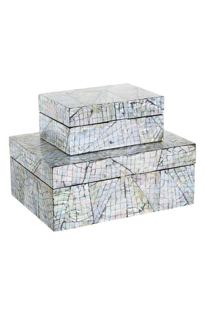 UMA Contemporary Set of 2 Decorative Mother of Pearl Boxes