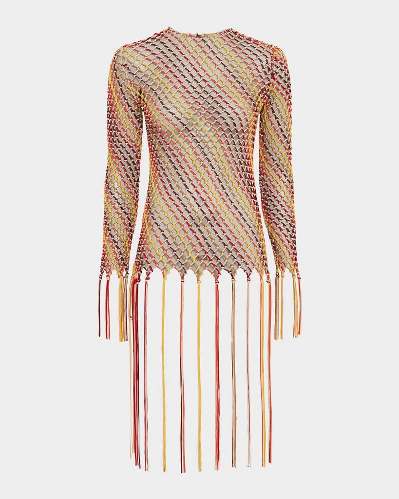 Gabriela Hearst Macaria Beaded Net Knit Fringe Top 1