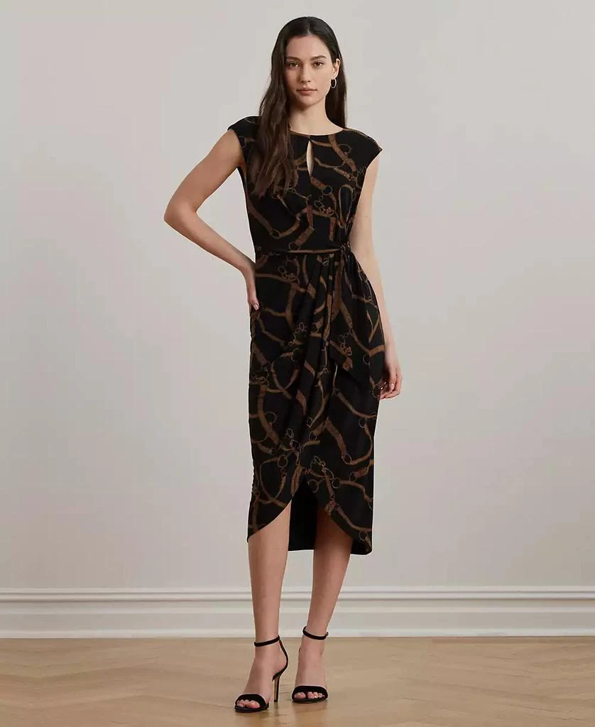 Ralph Lauren Women's Belting-Print Jersey Tie-Front Dress 1