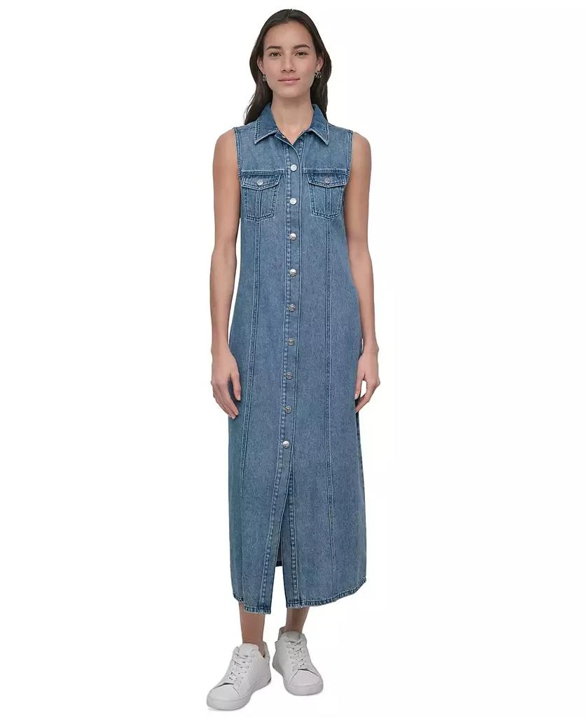 DKNY Women's Sleeveless Denim Maxi Dress 1