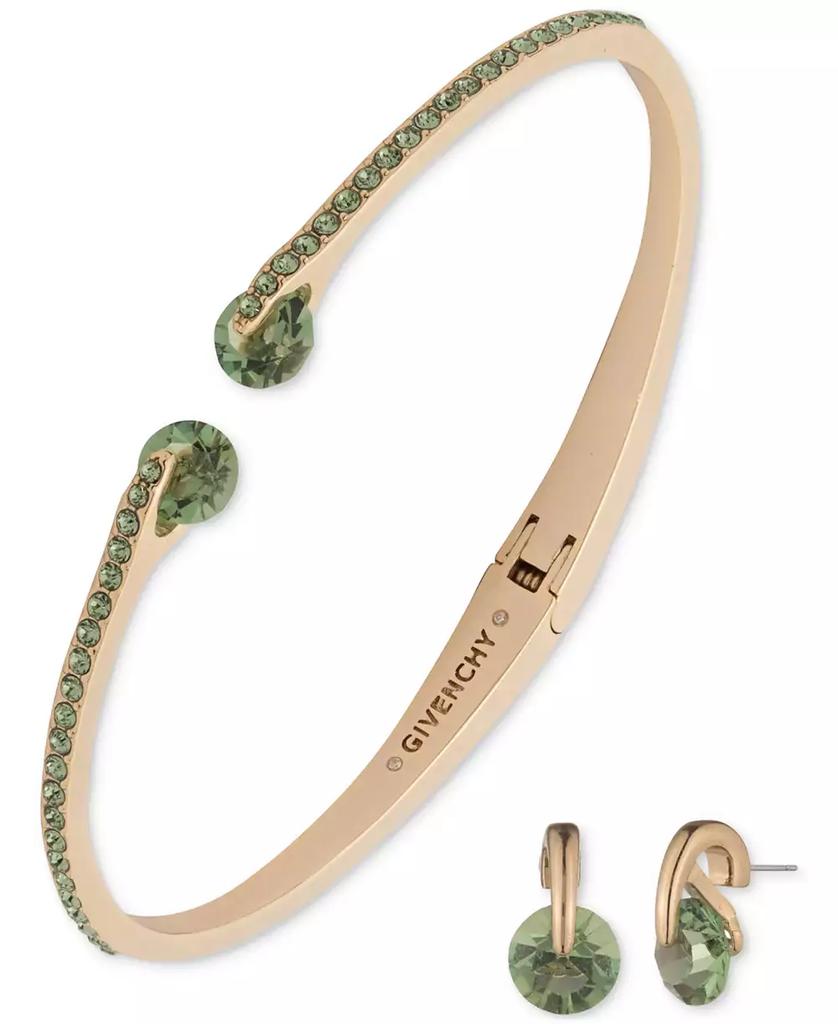 Givenchy Gold-Tone Mixed Crystal Cuff Bracelet & Stud Earrings Set