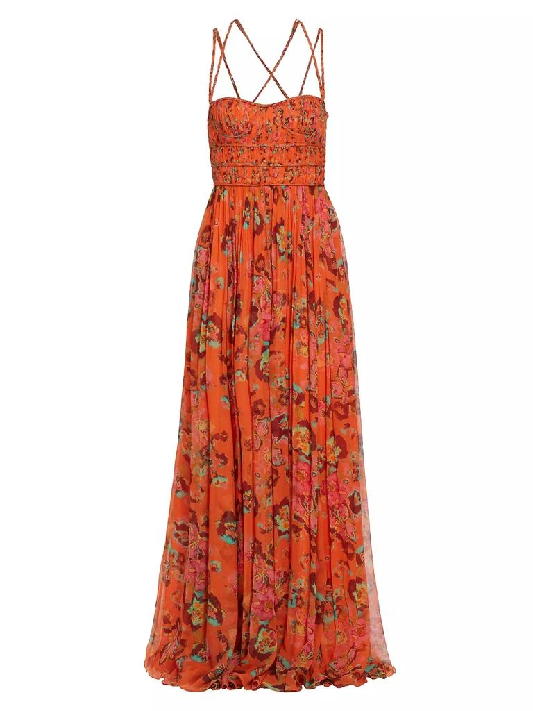 Ulla Johnson  Lya Watercolor Floral Crinkle Chiffon Dress main image 1