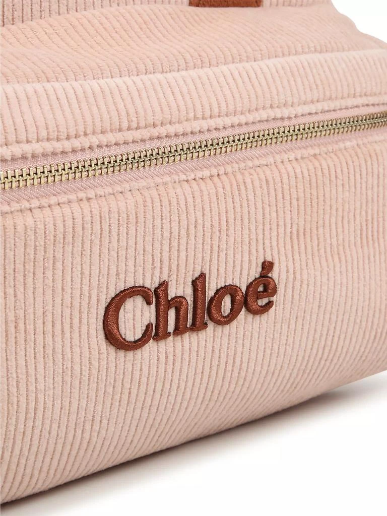 Chloé Girl's Logo Corduroy & Leather Backpack 4