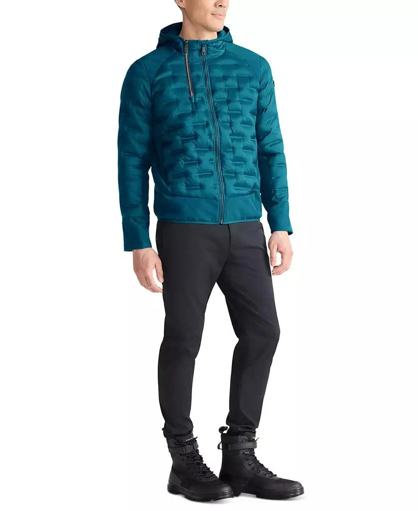 Tumi Men's Quilted Mixed-Media Full-Zip Hooded Jacket 5