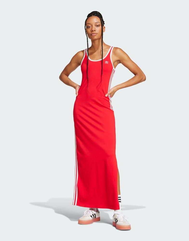 【ADIDAS】Adidas Color 3S Tank Maxi Dress JD4619 adidas Adicolor 3-Stripes Tank Maxi Dress - Black | Free