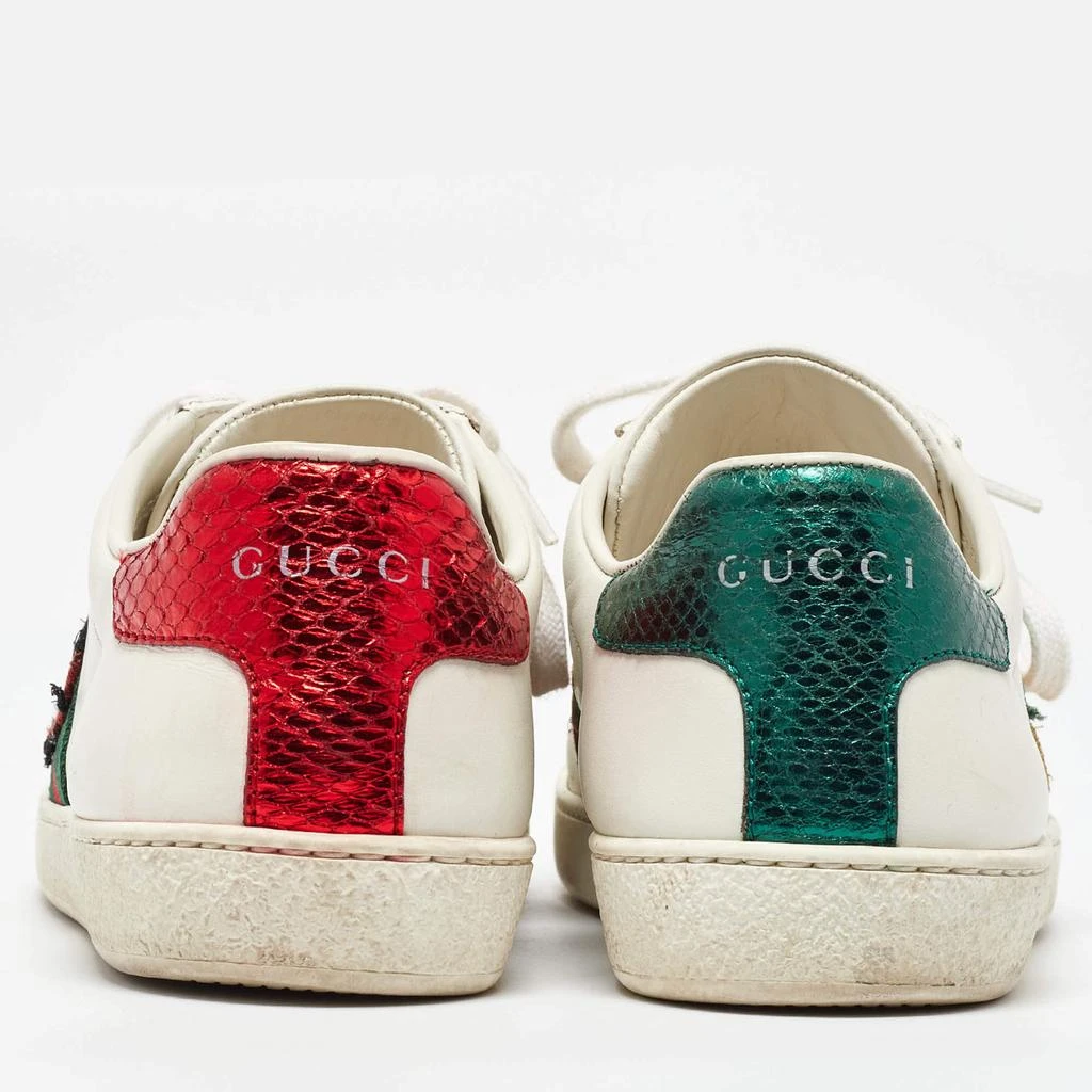 Gucci Gucci White/Red Leather and Snake Embossed Leather Ace Pineapple Sneakers Size 36 5