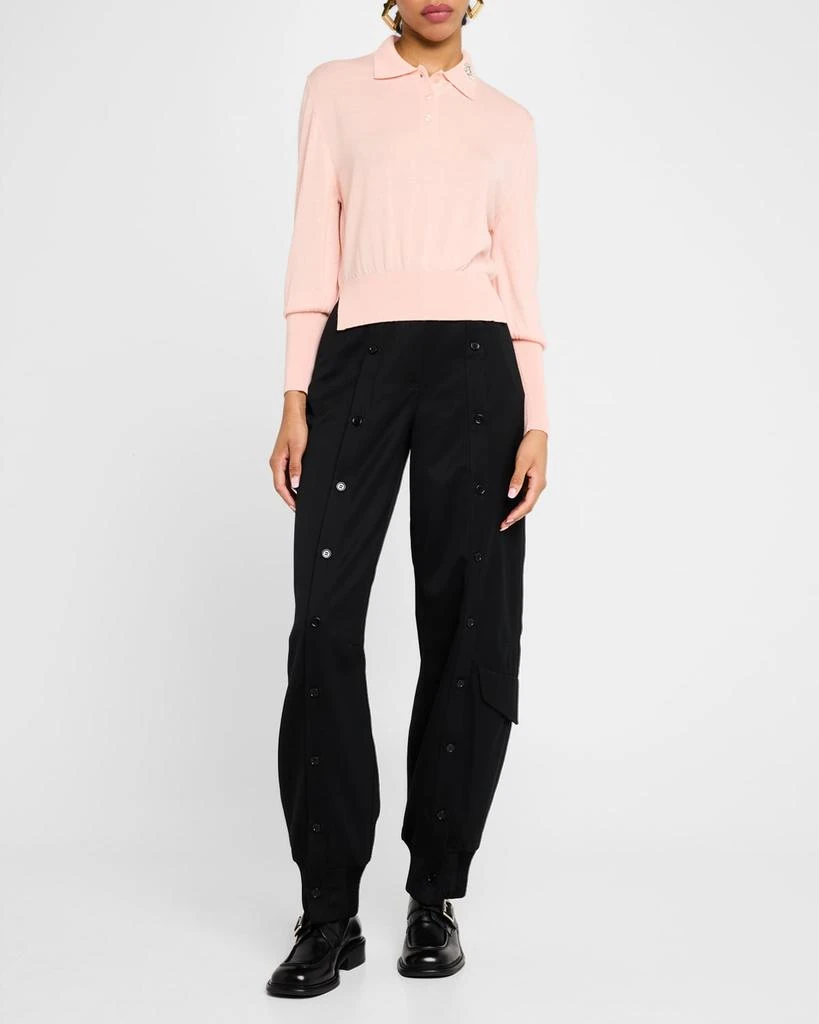 Simone Rocha Embellished Merino-Silk Knit Polo Sweater 2